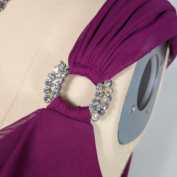 Vintage Betsy Adam Prom Dress Maxi Gown 8 Purple Pink Y2K Fairy Glam Ruffle - Picture 6 of 15